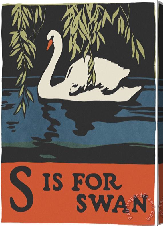 C.B. Falls Alphabet: S Is for Swan Stretched Canvas Painting / Canvas Art