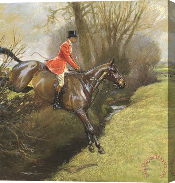Cecil Charles Windsor Aldin Lt Col Ted Lyon Jumping a Hedge Stretched Canvas Print / Canvas Art