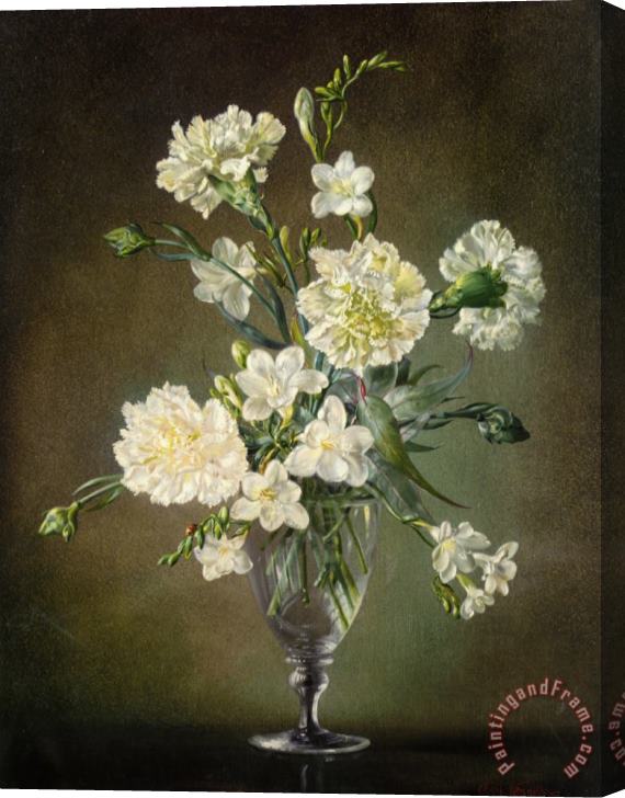 Cecil Kennedy Still Life with Carnations And Freesias Stretched Canvas Print / Canvas Art