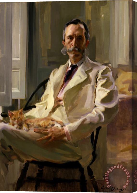 Cecilia Beaux Man with The Cat (henry Sturgis Drinker) Stretched Canvas Painting / Canvas Art