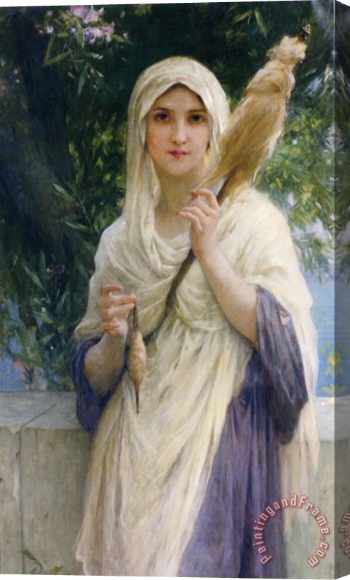 Charles Amable Lenoir The Spinner by The Sea Stretched Canvas Painting / Canvas Art