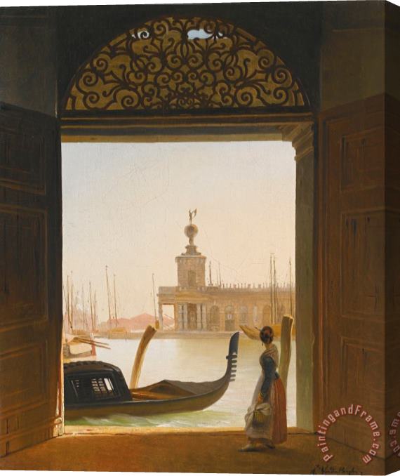 Charles Auguste Van Den Berghe Venice, a View of The Dogana Seen Through a Large Doorway Stretched Canvas Painting / Canvas Art