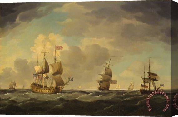 Charles Brooking An English Flagship Under Easy Sail in a Moderate Breeze Stretched Canvas Painting / Canvas Art