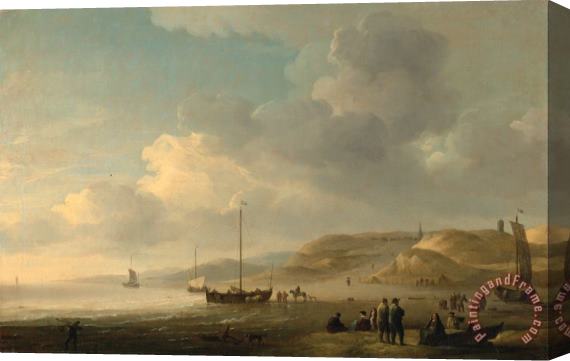 Charles Brooking The Coast Near Scheveningen with Fishing Pinks on The Shore Stretched Canvas Painting / Canvas Art