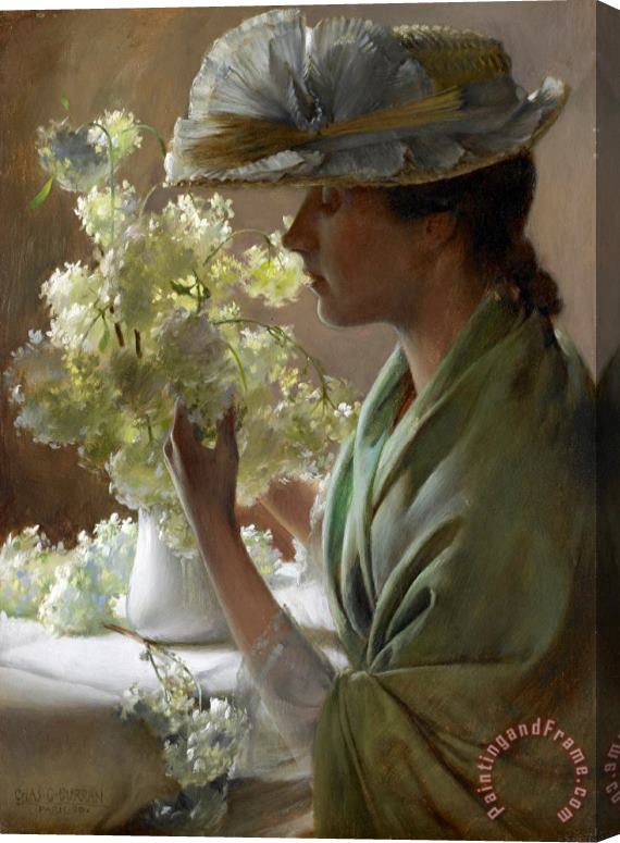 Charles Courtney Curran Lady with a Bouquet Stretched Canvas Painting / Canvas Art