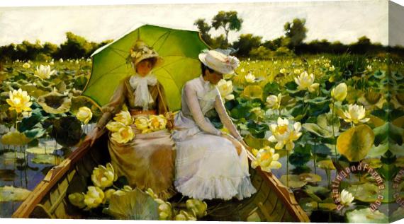 Charles Courtney Curran Lotus Lilies Stretched Canvas Painting / Canvas Art