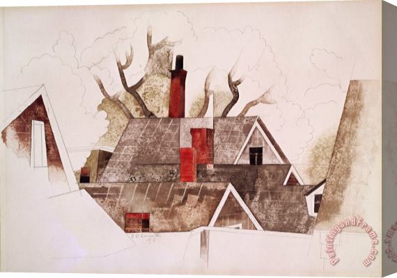 Charles Demuth Red Chimneys Stretched Canvas Painting / Canvas Art
