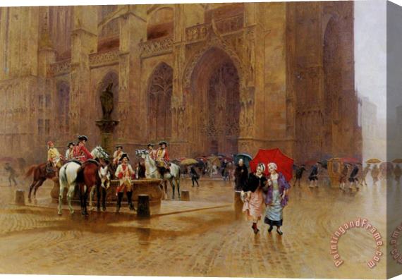 Charles Edouard Edmond Delort La Sortie De La Messe Stretched Canvas Painting / Canvas Art