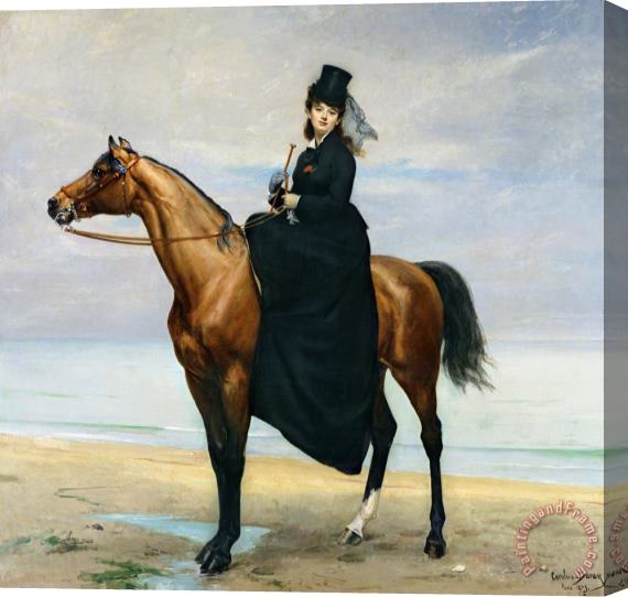 Charles Emile Auguste Carolus Duran Equestrian Portrait of Mademoiselle Croizette Stretched Canvas Print / Canvas Art