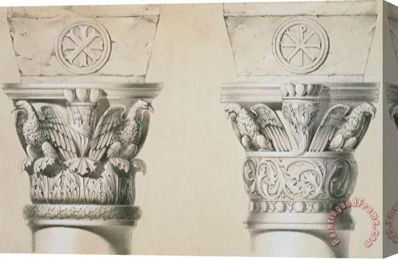 Charles Felix Marie Texier Byzantine Capitals From Columns In The Nave Of The Church Of St Demetrius In Thessalonica Stretched Canvas Painting / Canvas Art