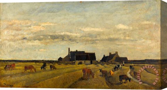 Charles Francois Daubigny Farm at Kerity, Brittany Stretched Canvas Painting / Canvas Art