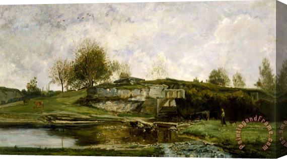 Charles Francois Daubigny Sluice in The Optevoz Valley Stretched Canvas Print / Canvas Art