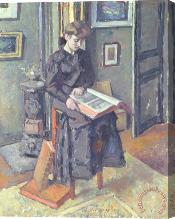 Charles Francois Prosper Guerin Girl Reading A Book Stretched Canvas Print / Canvas Art