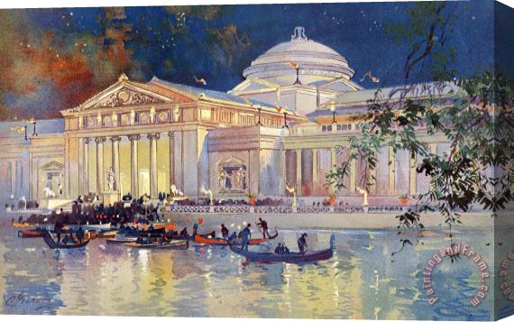 Charles Graham Art Palace at Night, From The World's Fair in Water Color Stretched Canvas Print / Canvas Art