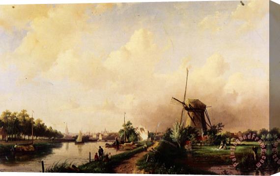 Charles Henri Joseph Leickert A River Landscape Stretched Canvas Print / Canvas Art