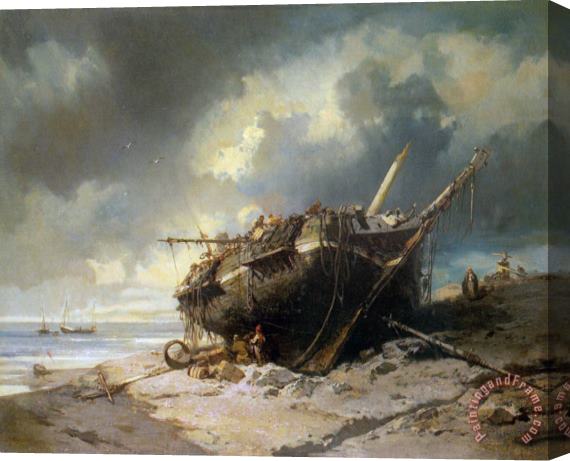 Charles Hoguet Dismantling a Beached Shipwreck Stretched Canvas Painting / Canvas Art