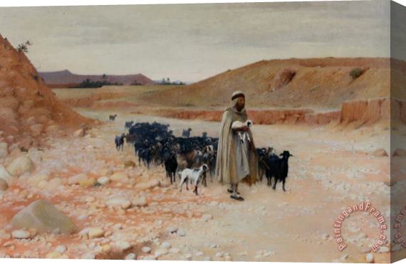 Charles James Theriat The Goat Herder El Kantara Stretched Canvas Painting / Canvas Art