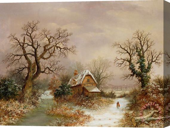 Charles Leaver Little Red Riding Hood In The Snow Stretched Canvas Print / Canvas Art