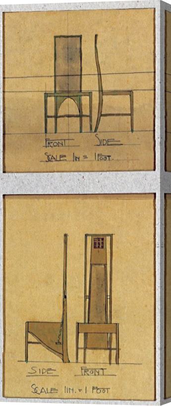 Charles Rennie Mackintosh Design for Chairs, 1903 Stretched Canvas Painting / Canvas Art