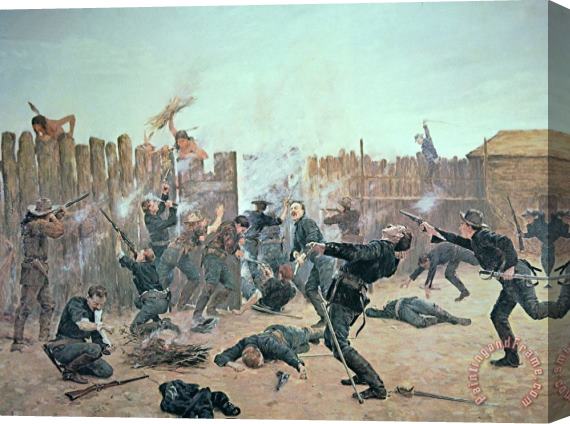 Charles Schreyvogel Defending the Fort Stretched Canvas Print / Canvas Art