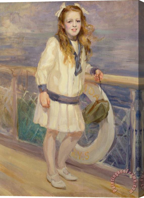 Charles Sims Girl in a Sailor Suit Stretched Canvas Print / Canvas Art