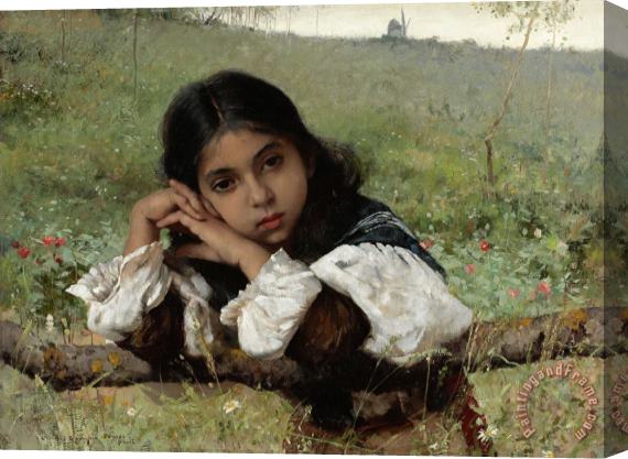 Charles Sprague Pearce Moments of Thoughtfulness Stretched Canvas Painting / Canvas Art