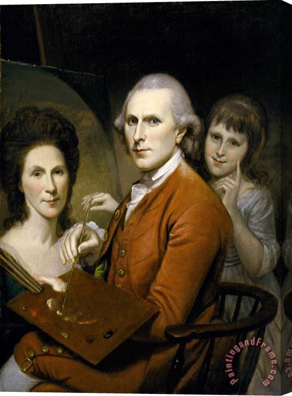 Charles Willson Peale Self Portrait with Angelica And Portrait of Rachel Stretched Canvas Painting / Canvas Art