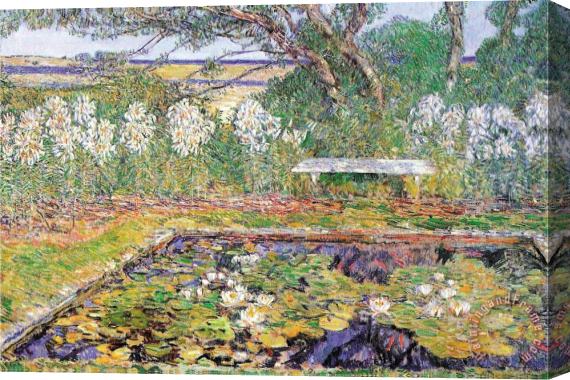 Childe Hassam A Garden on Long Island Stretched Canvas Painting / Canvas Art
