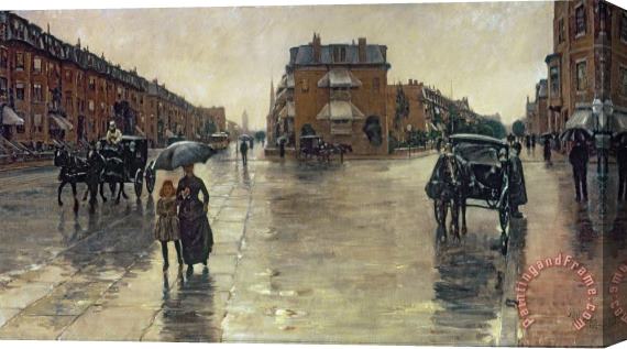 Childe Hassam A Rainy Day in Boston Stretched Canvas Print / Canvas Art