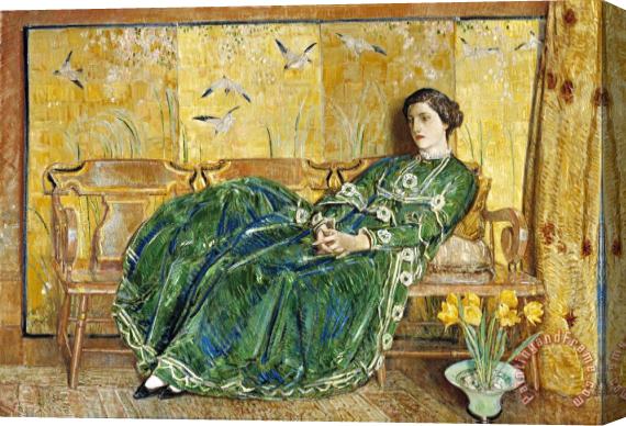 Childe Hassam April The Green Gown Stretched Canvas Print / Canvas Art