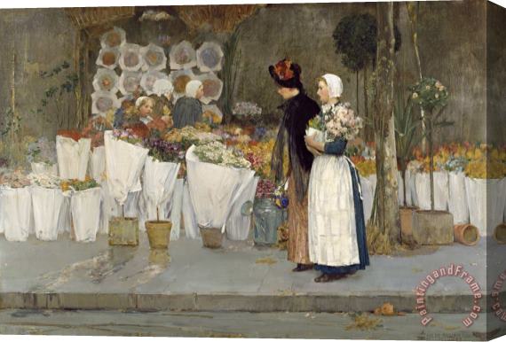 Childe Hassam At The Florist Stretched Canvas Print / Canvas Art