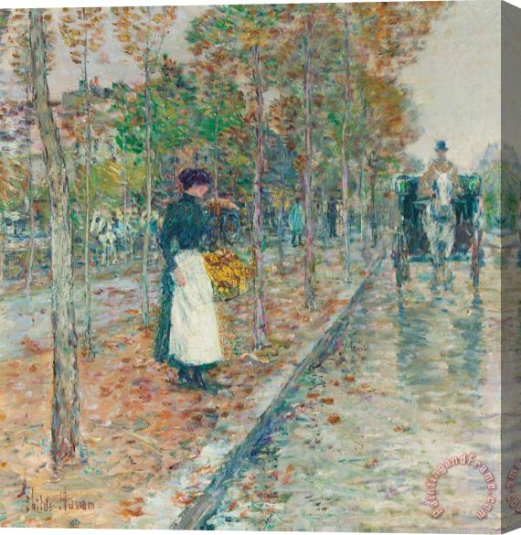 Childe Hassam Autumn Boulevard in Paris Stretched Canvas Print / Canvas Art