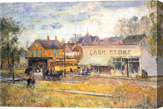 Childe Hassam End of The Tram Oak Park Illinois Stretched Canvas Painting / Canvas Art