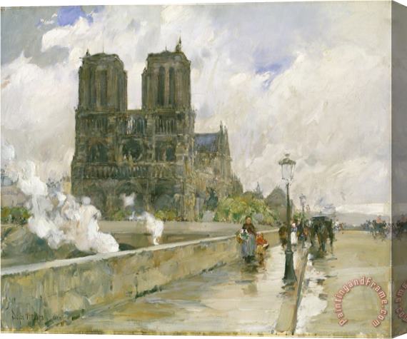 Childe Hassam Notre Dame Cathedral Paris 1888 Oil on Canvas Stretched Canvas Print / Canvas Art
