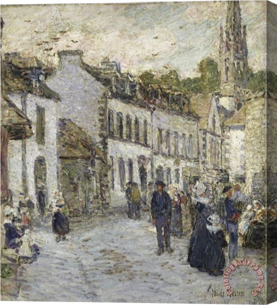 Childe Hassam Street in Pont Aven in Evening Stretched Canvas Print / Canvas Art