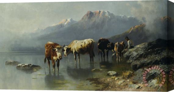 Christian Friedrich Mali Cattle in a Mountainous Landscape Stretched Canvas Painting / Canvas Art