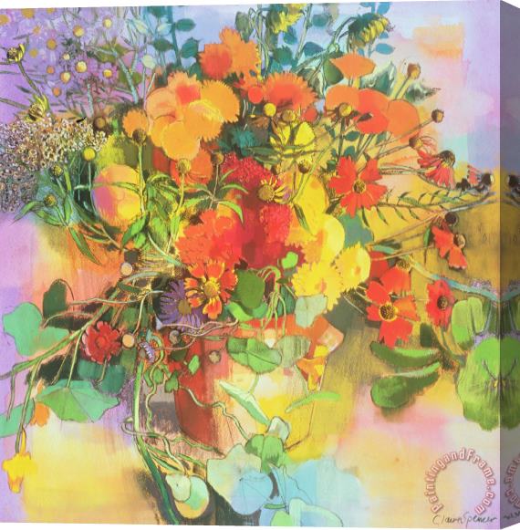 Claire Spencer Autumn Flowers Stretched Canvas Painting / Canvas Art