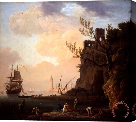 Claude Joseph Vernet An Italianate Harbour Scene Stretched Canvas Print / Canvas Art
