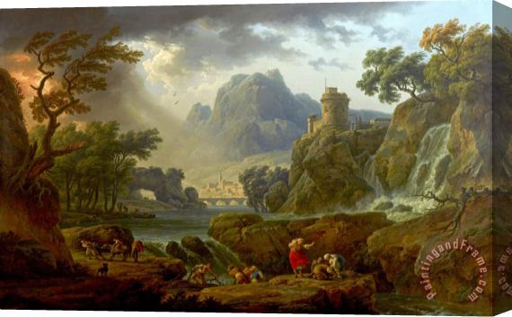 Claude Joseph Vernet Mountain Landscape with Approaching Storm Stretched Canvas Painting / Canvas Art