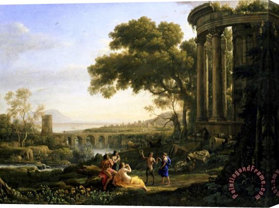 Claude Lorrain Landscape with Nymph And Satyr Dancing Stretched Canvas Painting / Canvas Art