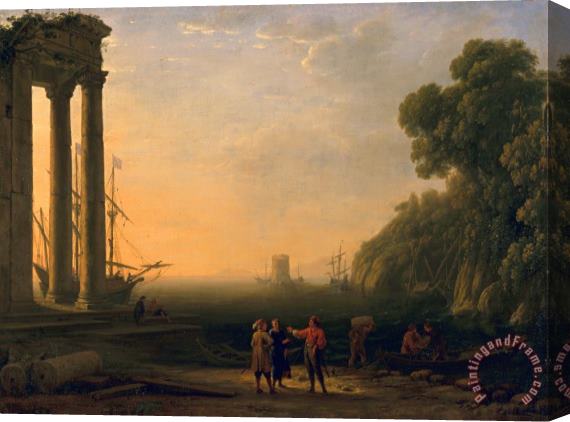 Claude Lorrain View of Seaport Stretched Canvas Print / Canvas Art