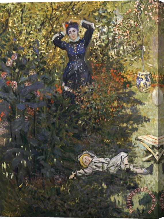 Claude Monet Camille and Jean in the Garden at Argenteuil Stretched Canvas Painting / Canvas Art