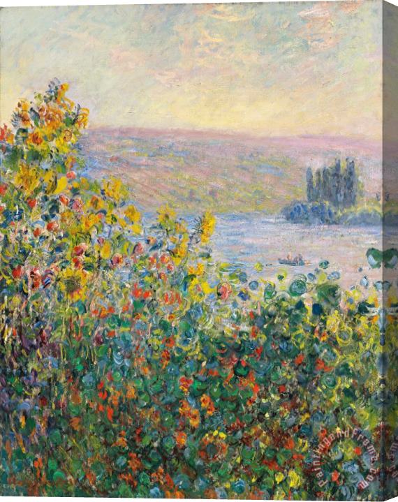 Claude Monet Flower Beds at Vetheuil Stretched Canvas Print / Canvas Art