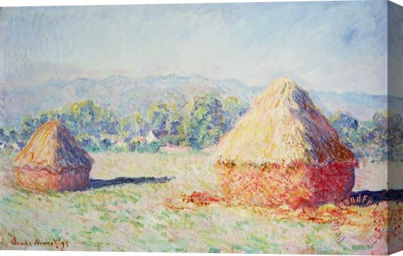 Claude Monet Haystacks in the Sun Stretched Canvas Painting / Canvas Art