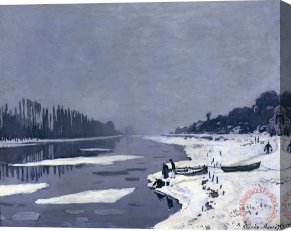 Claude Monet Ice on the Seine at Bougival Stretched Canvas Painting / Canvas Art