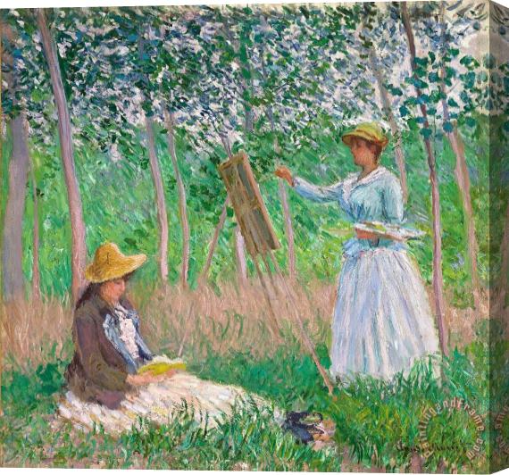 Claude Monet In The Woods At Giverny Stretched Canvas Painting / Canvas Art