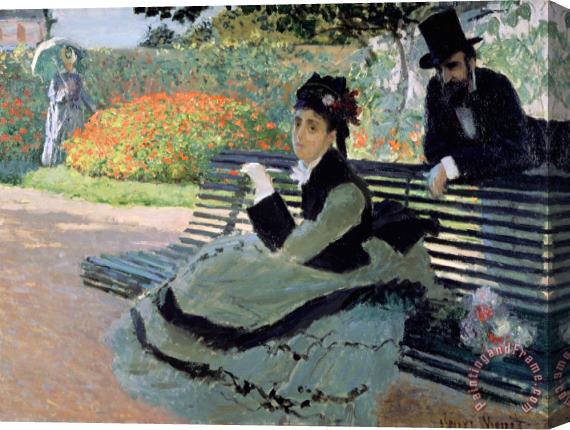 Claude Monet Madame Monet on a Garden Bench Stretched Canvas Painting / Canvas Art