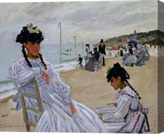 Claude Monet On the Beach at Trouville Stretched Canvas Painting / Canvas Art