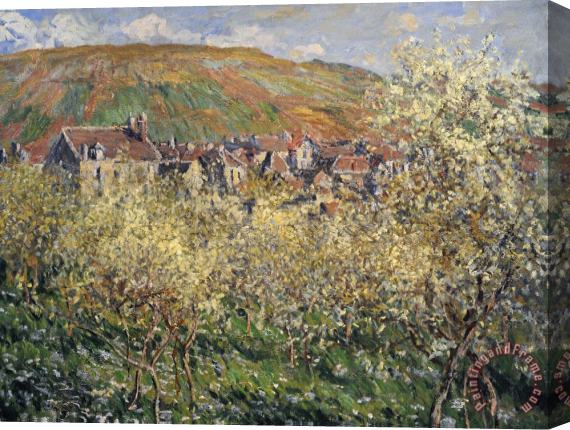 Claude Monet Plum Trees In Blossom At Vetheuil Stretched Canvas Print / Canvas Art
