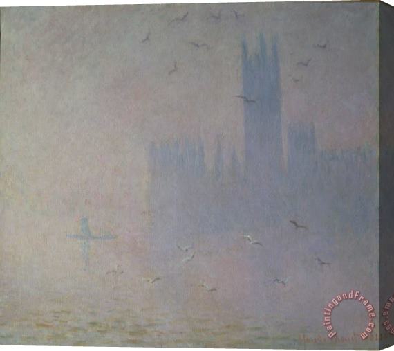 Claude Monet Seagulls over the Houses of Parliament Stretched Canvas Print / Canvas Art
